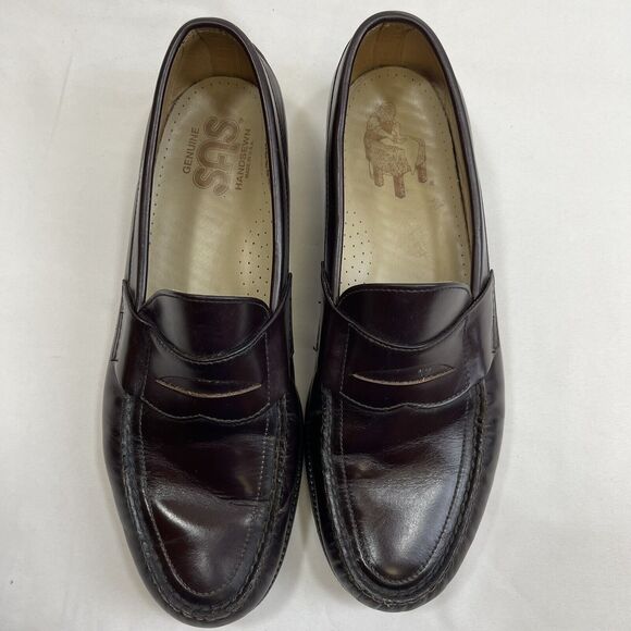 SAS Leather Penny Loafers Men's 11 Brown Pinch Apron Round Toe Slip On Shoes - Picture 6 of 9